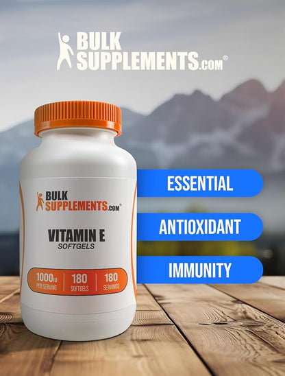 BulkSupplements.com Vitamin E 1000 IU Softgels 1 Softgel 180 Count 1)