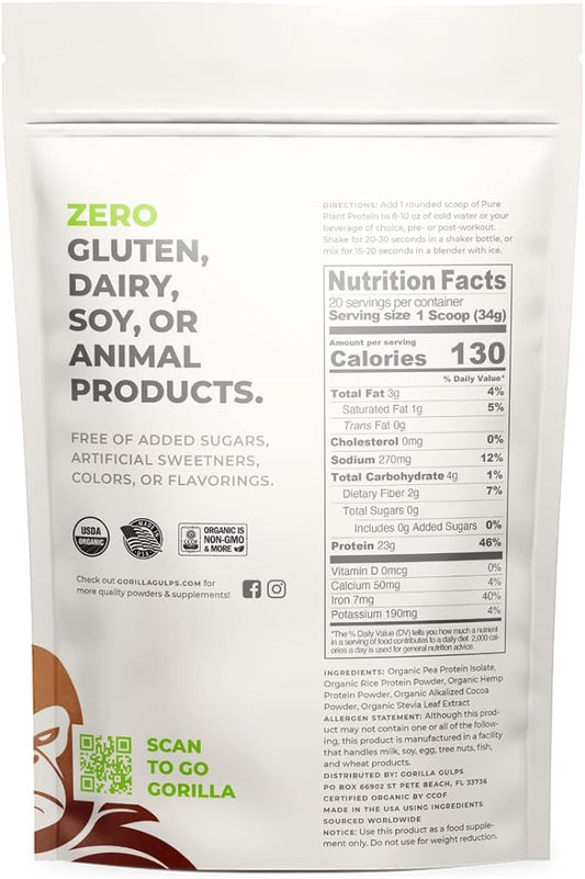 100% Organic Pure Plant Protein Powder 20 Servings