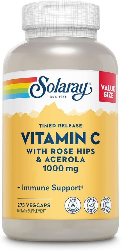 SOLARAY Vitamin C 1000mg Timed Release 60 Day 275 Servings, 275 VegCaps