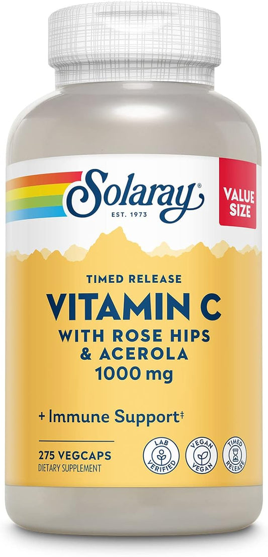SOLARAY Vitamin C 1000mg Timed Release 60 Day 275 Servings, 275 VegCaps