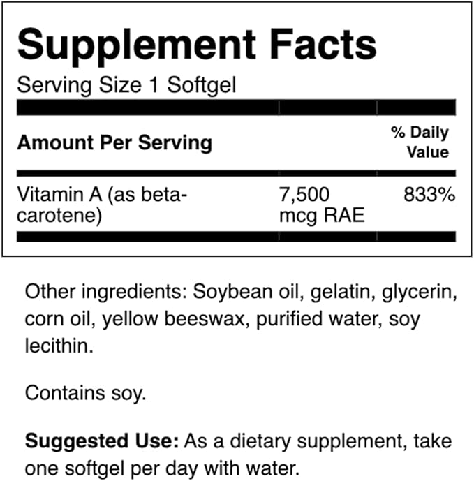 Swanson Beta-Carotene Vitamin A 25000 IU Softgels 7500 mcg (300 Softgels) (2 Pack)