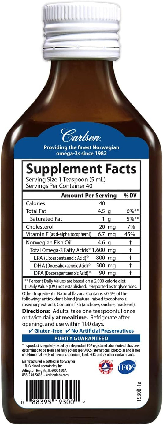 Carlson - The Very Finest Fish 1600 mg Omega-3s, Liquid 200 mL (6.7 Fl