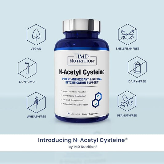 1MD Nutrition NAC Supplement N-Acetyl Cysteine 600 mg 60 capsules