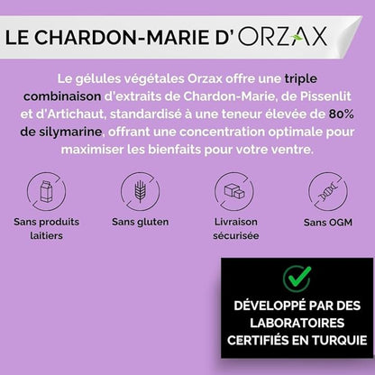 ORZAX Milk Thistle 250 mg 80% Silymarin 120 Vegetable
