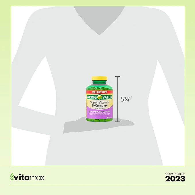 Spring Valley Super Vitamin B-Complex Tablets 500 Count 16 Months (2 Items)
