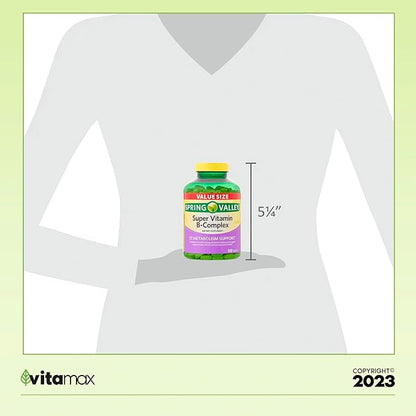 Spring Valley Super Vitamin B-Complex Tablets 500 Count 16 Months (2 Items)