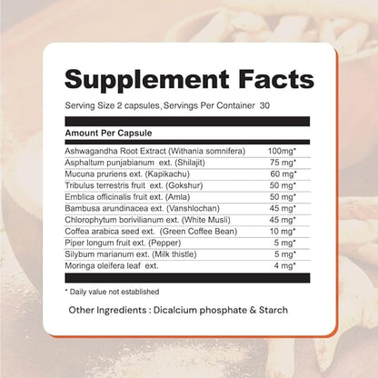 AyuZest Ashwagandha KSM-66 + Shilajit Capsules