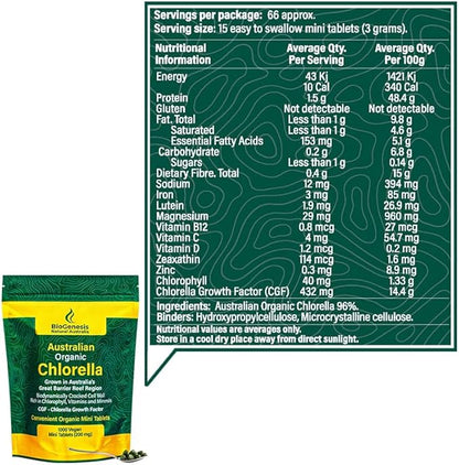 Organic Chlorella Mini Tablets, Australian (1000, Organic