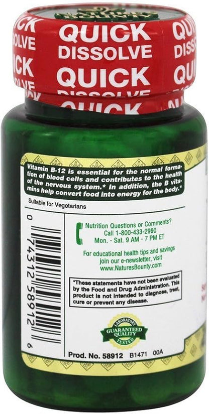 Nature's Bounty B-12 5000 mcg Supplement 40 Tablets, 2