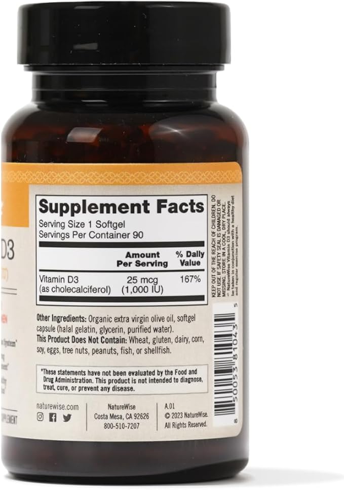 NatureWise Vitamin D3 1000iu (25 mcg) 90 Count