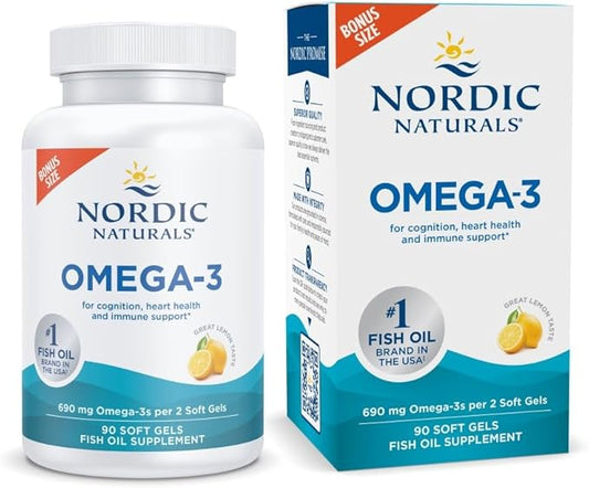 Nordic Naturals Omega-3, Lemon Flavor 90 Soft 690 mg Omega-3 - 45 Servings