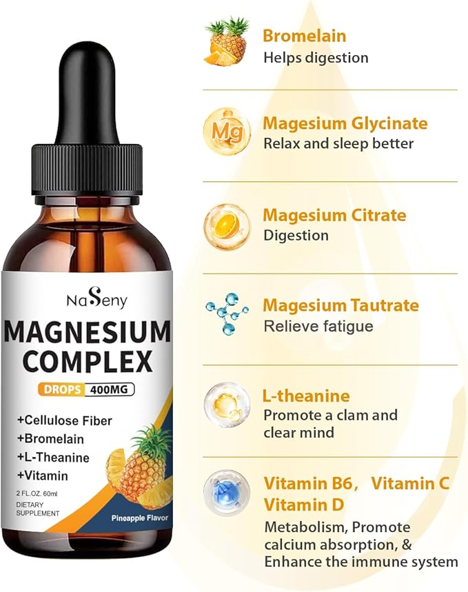 Liquid Magnesium Glycinate 400mg Magnesium (2 Fl Oz/1PCS)