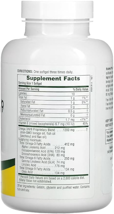 Natures Plus Ultra Omega 3 6 9-1200 mg, 120 Softgels 120 Servings