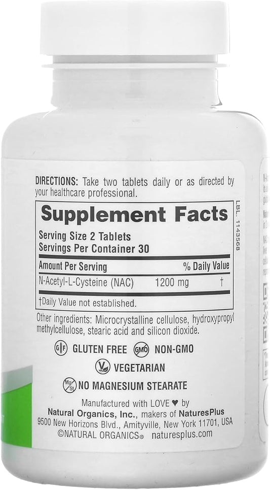 Natures Plus PRO NAC 1200 mg 60 Tablets 30 Servings
