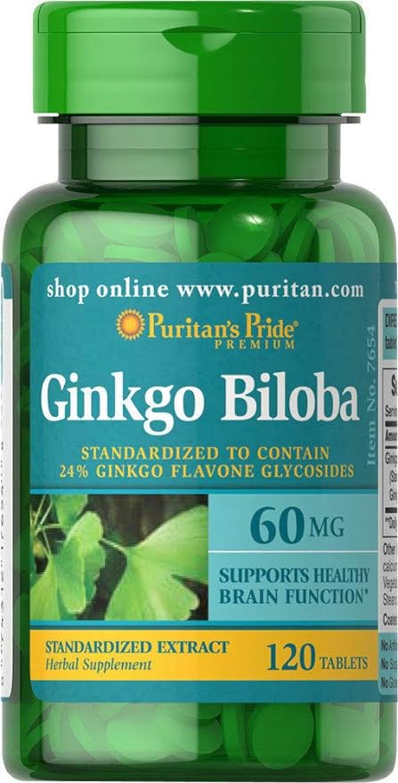 Puritan's Pride Ginkgo Biloba Standardized Extract 60 mg 120 Count