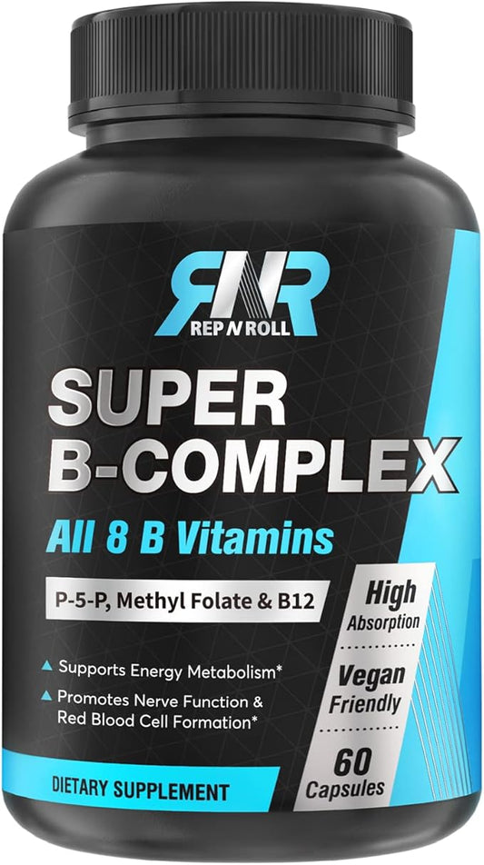 Super B Complex, 8 Bioactive B B12, P-5-P P-5-P (Vitamin B6), D-Biotin, 60 Vegan