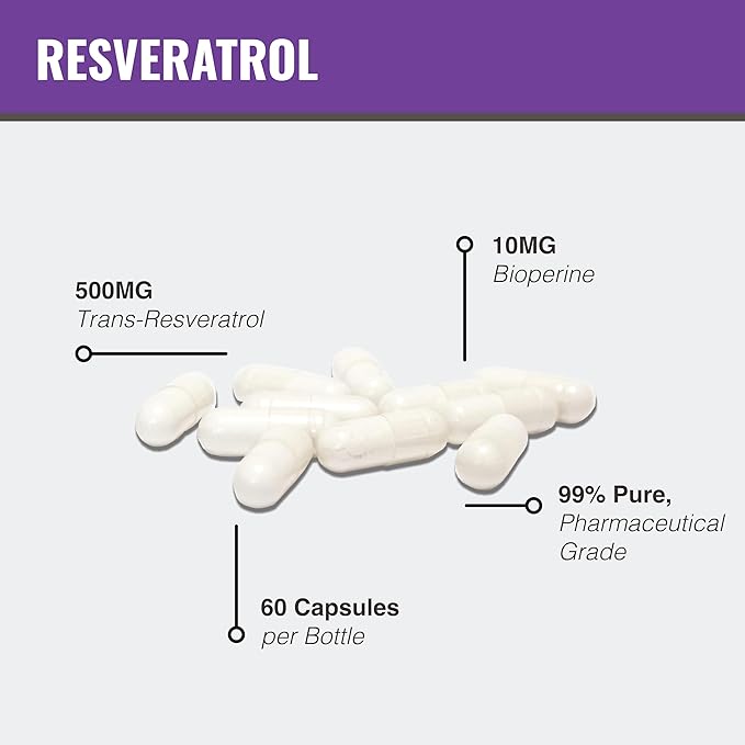 MAAC10 - Trans Resveratrol 500mg 3-PACK 99% Pure