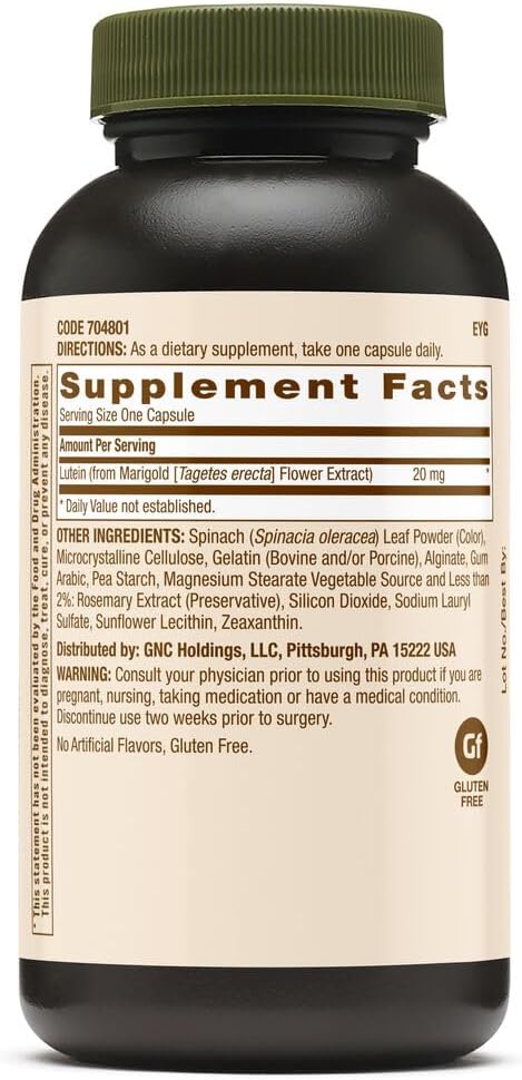 GNC Natural Brand Lutein 20mg, 60