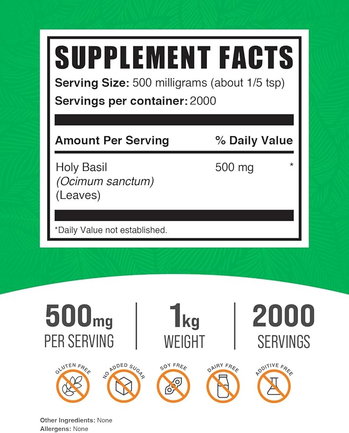 BulkSupplements.com Holy Basil Powder (1 Kilogram 2.2 lbs)