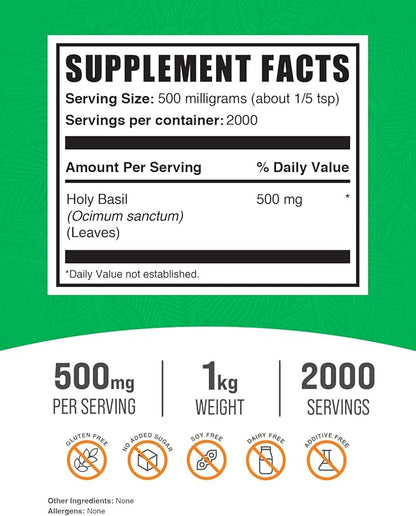 BulkSupplements.com Holy Basil Powder (1 Kilogram 2.2 lbs)