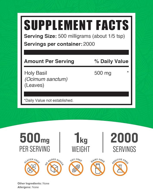 BulkSupplements.com Holy Basil Powder (1 Kilogram 2.2 lbs)