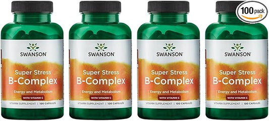 Swanson Vitamin B-Complex w/Vitamin C (100 Capsules) (4 Pack)