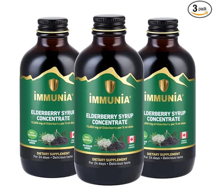 Immunia Elderberry Syrup Helps Strengthen The 24 Days/Bottle. (3-Pack)