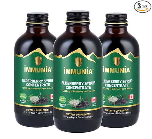 Immunia Elderberry Syrup Helps Strengthen The 24 Days/Bottle. (3-Pack)