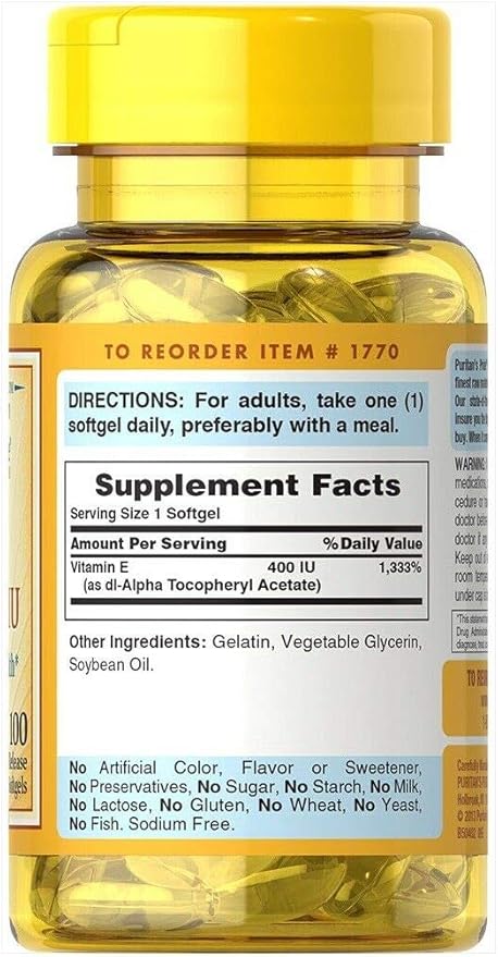Puritan's Pride Vitamin E-400 Iu Softgels, 100 Count