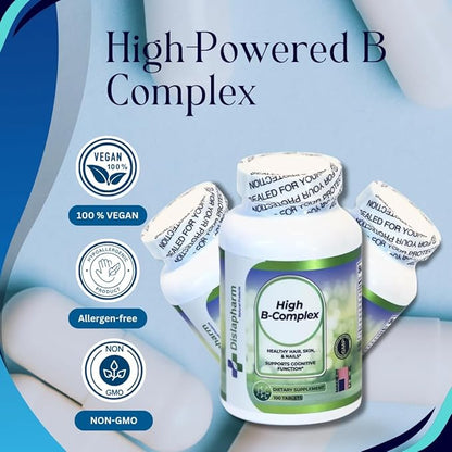 High B Complex Vitamins for Women B2, B6, B6, B12, B12, B1, B1, Vitamin 100 Tablets