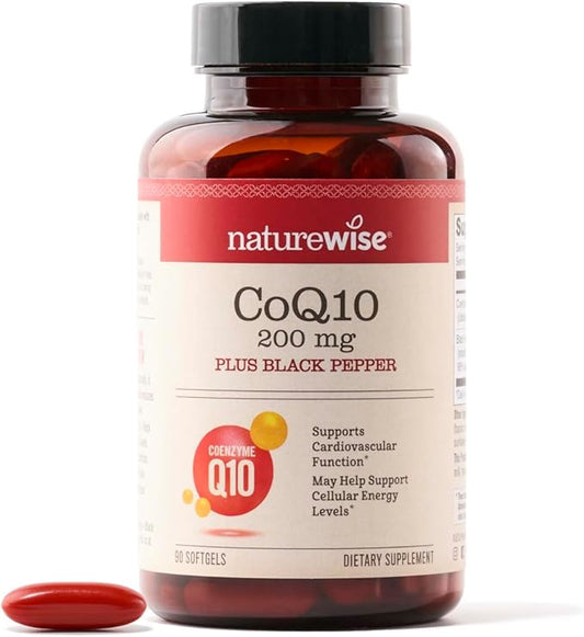 NatureWise CoQ10 200mg Softgels, High Absorption CoQ10 with 90 Softgels[3-Month Softgels[3-Month Supply]