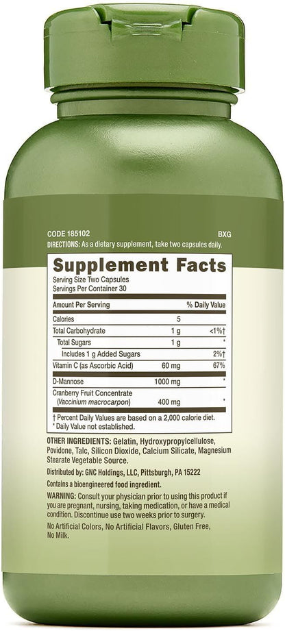 GNC Herbal Plus Cranberry D-Mannose, 60 capsules