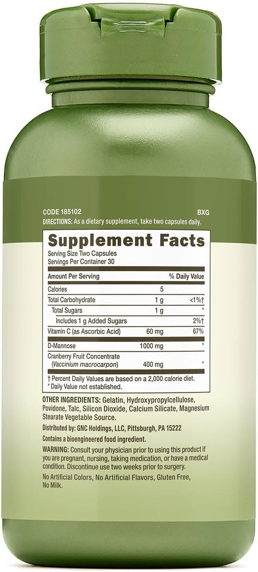 GNC Herbal Plus Cranberry D-Mannose, 60 capsules