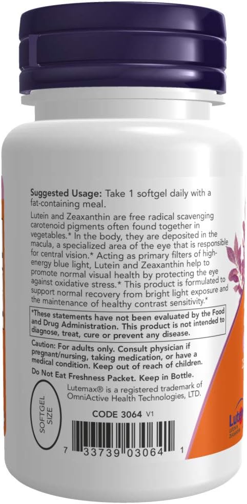 NOW Supplements, Lutein & Zeaxanthin 25 mg 5 mg 60 Softgels (2 Pack)