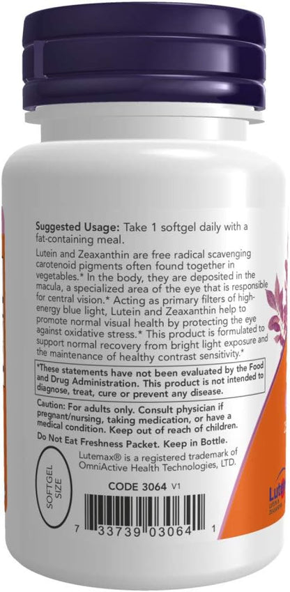 NOW Supplements, Lutein & Zeaxanthin 25 mg 5 mg 60 Softgels (2 Pack)