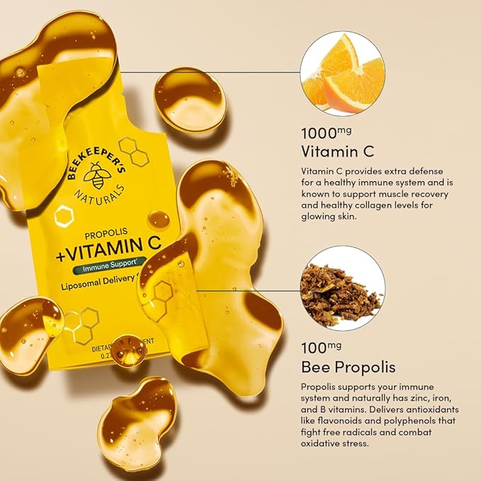 Propolis Liposomal Vitamin C by Beekeeper's 1000mg Vitamin 12 Ct