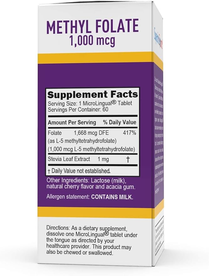 Superior Source Methylfolate 5-MTHF 1000 mcg, 60 Ct,