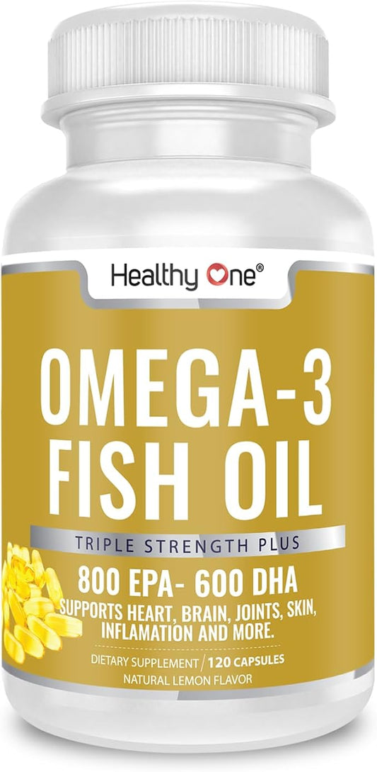 Triple Strength Omega 3 Fish Oil Supplement 1000mg Gel 400mg EPA, 300mg DHA, 100mg Other 3 Fatty 3 Capsules, 120 Gel