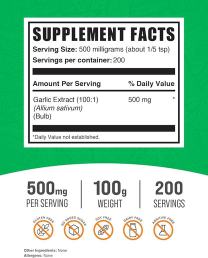 BulkSupplements.com Garlic Extract Powder (100 Grams 3.5 oz)