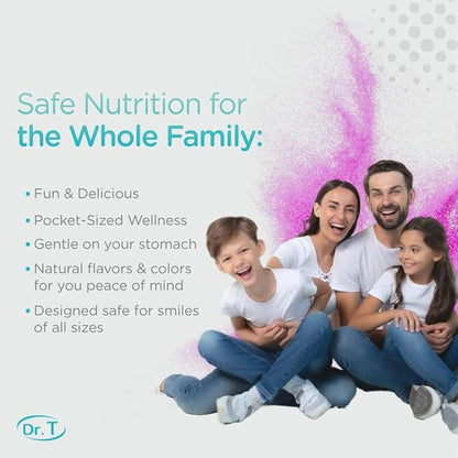 Dr. T On-The-Go Kids Essentials Packs – Direct-to-Mouth Powder – Essential Vitamins & Minerals, Smooth & Tasty, Supports Growth & Development – 30 Convenient Single-Serve Packs