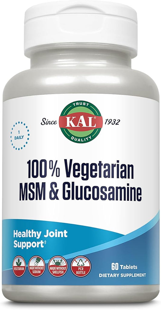 KAL 100% Vegetarian MSM & Glucosamine 60-Day Guarantee 60 Servings, 60 Tablets