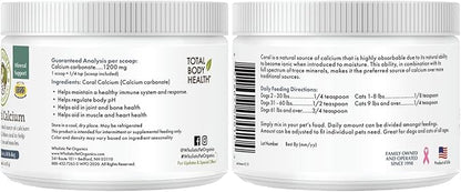 Wholistic Pet Organics Sea Coral: Organic Sea Coral Calcium Dog Supplement - Natural Source of Calcium for Dogs Teeth and Bone Health - Vitamins for Dogs - Made in USA