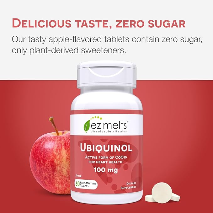 EZ Melts Dissolvable Ubiquinol 100mg, Active CoQ10, Heart 2-Month Supply