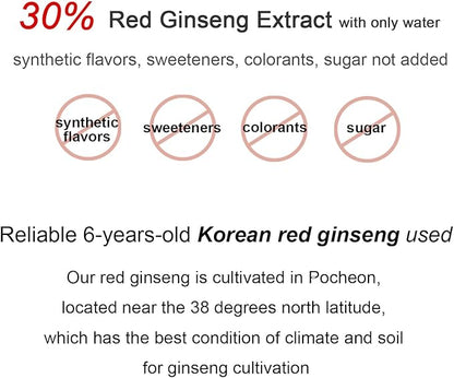 POCHEON KOREAN RED GINSENG Extract Stick, 30% Ginseng 30 Sticks (10ml x 30), Natural