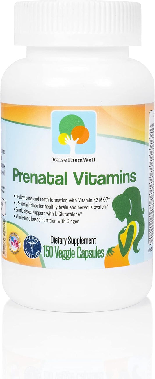Physician Developed Prenatal Vitamin with Vitamins K2 MK-7, Methylfolate, and Glutathione | 150 Veggie Capsules