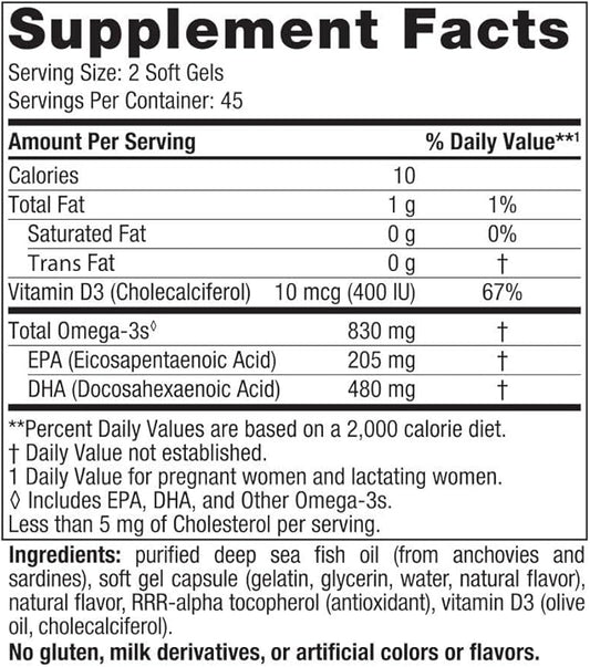 Nordic Naturals Prenatal DHA, Strawberry 90 Soft 830 mg Omega-3 + 400 IU D3 - 45 Servings