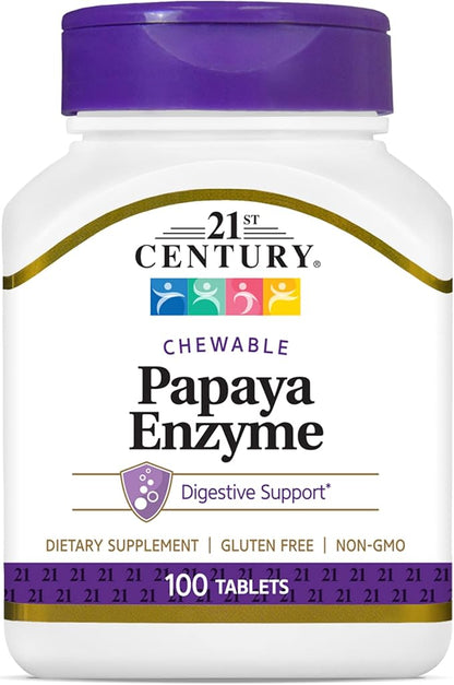 American Health Papaya Digestive Enzyme Chewable 600 Count 21st Century 100 Count