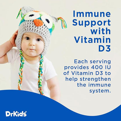 Dr. Kids Probiotic Vitamin D Drops - Supports Infant & Child Gut Health, Helps Reduce Gas, Colic & Fussiness, Baby Probiotic Drops with Vitamin D3, Pediatrician Recommended, Unflavored, 15ml (1 Pack)