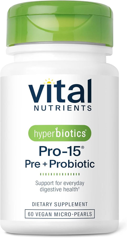 Hyperbiotics Vital Nutrients Pro-15 Pre + Probiotic 15 Strains| 60 Pearl