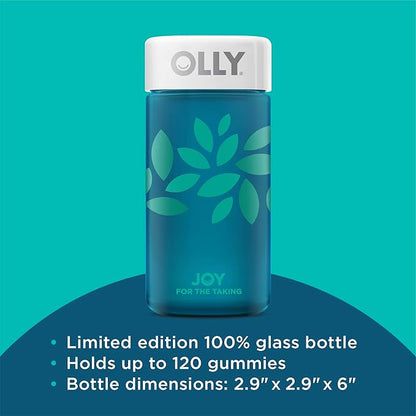 OLLY Joy Jar Gift, Easy Refillable Glass Bottle Vitamin Container, Holds Up to 120 Vitamin Gummies, Limited Edition 2022 (Pack of 2)